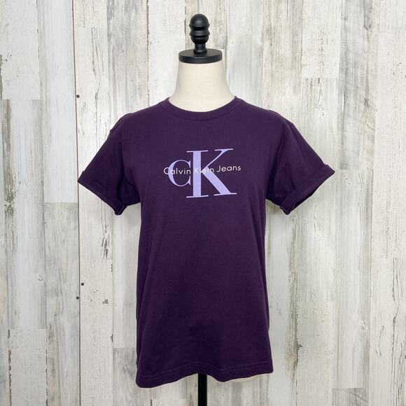 Calvin Klein CK Jeans Graphic Tee Purple Vintage 90s Cotton Casual Size M - Picture 8 of 8